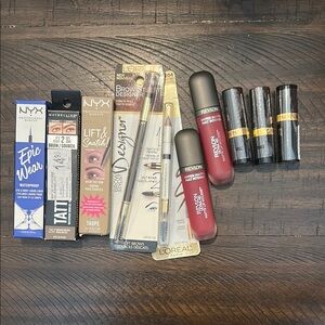 Makeup Bundle with Lipsticks and Eyeliners revlon, L’Oréal, nyx and Mabelline